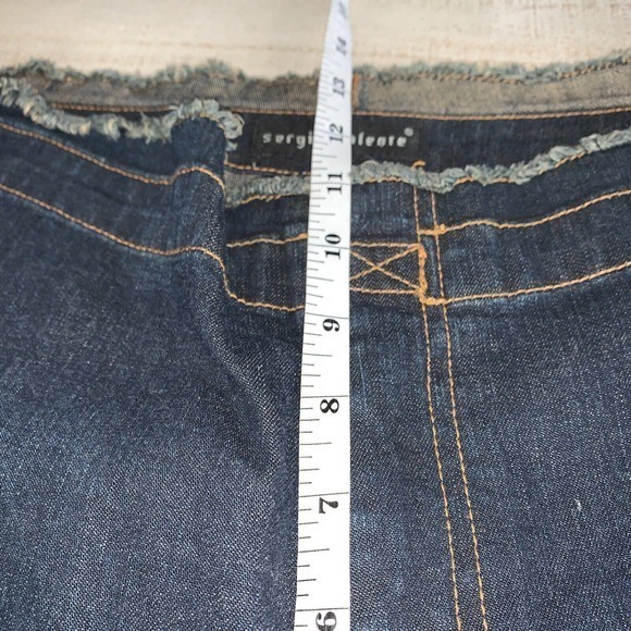 Vintage Sergio Valente Size 16 Women Blue‎ Jeans Flared Denim Raw Hem 34x31 Cuff - Picture 5 of 10